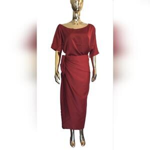 Shein Assymetrical Red Wrap Around Satin Dress